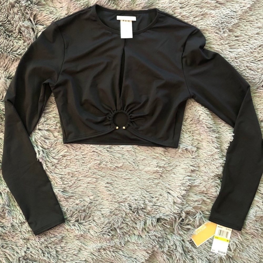 NWT Michael Kors fitted long sleeve crop top